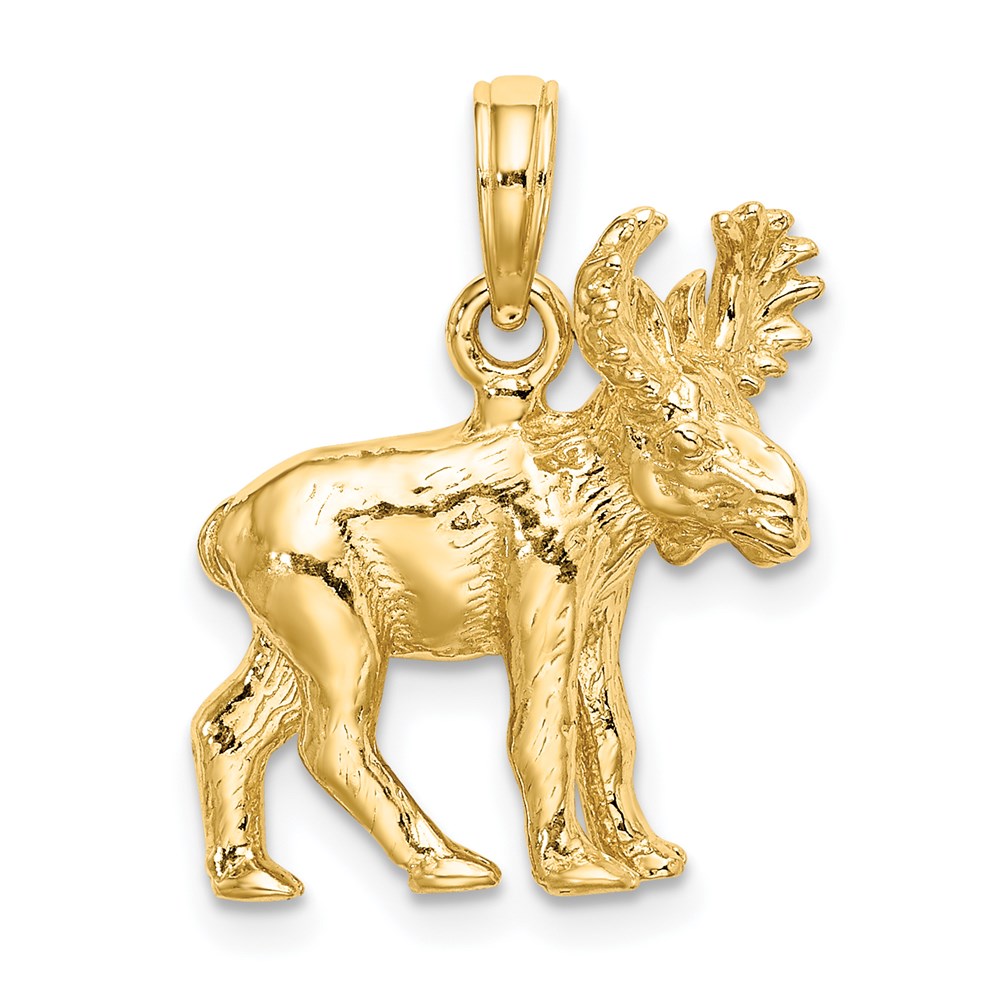 K6606.jpg 14K 3-D Textured Moose Charm - Image 1