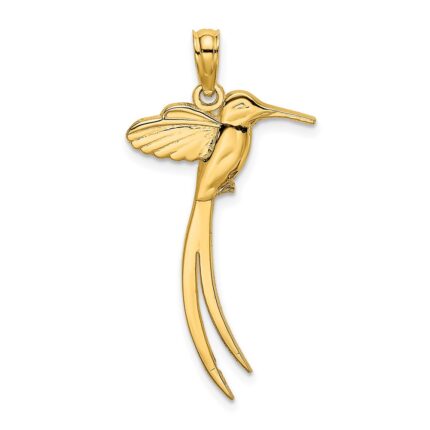 14K Polished Bird with Long Tail Charm