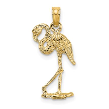 14K 3-D Flamingo with Head Up Charm