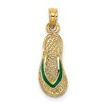 14k  3-D Green Enameled Single Flip-Flop Charm