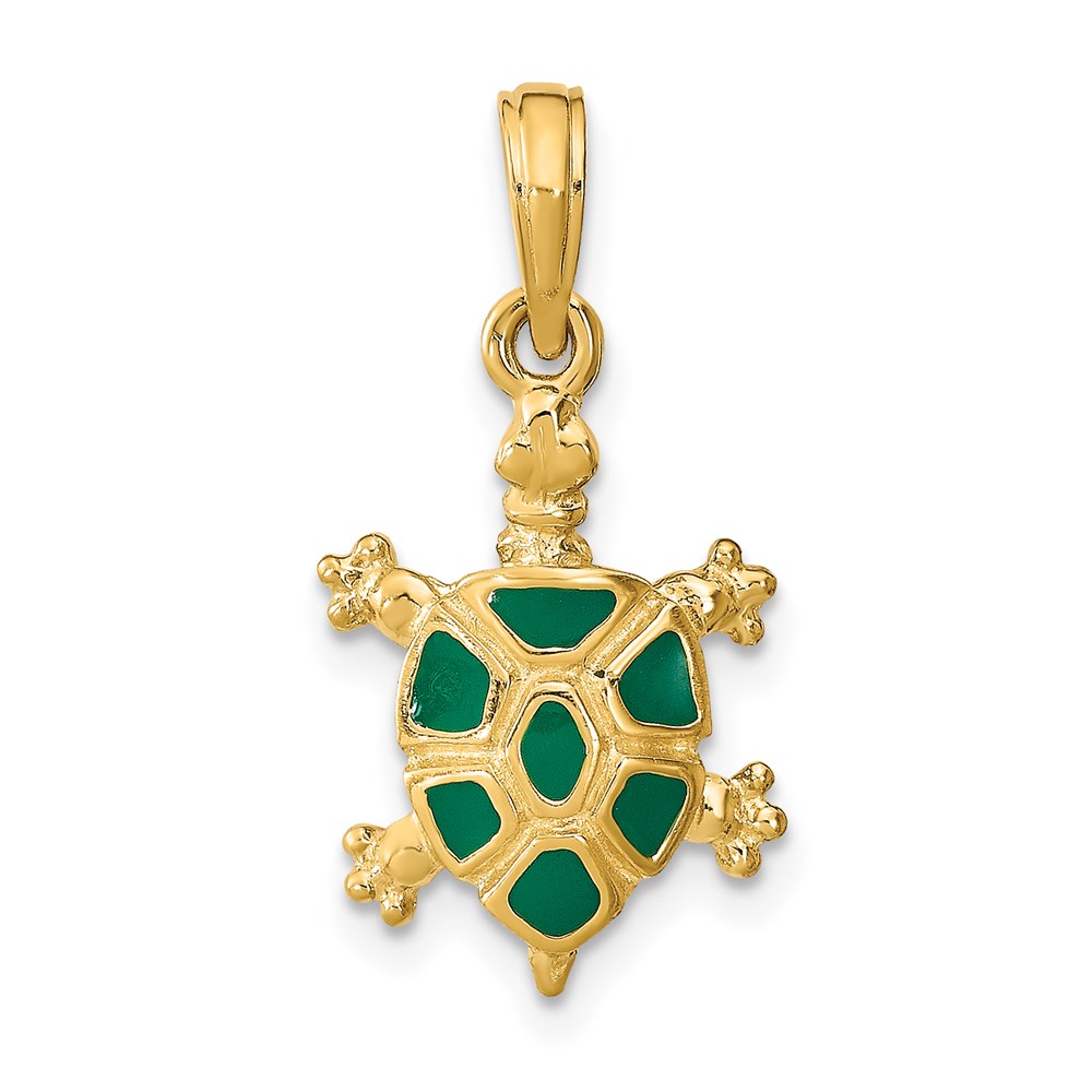 K6684.jpg 14K with Green Enamel Land Turtle Charm - Image 1