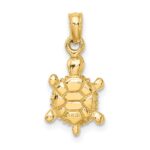 14K Small Green Enameled 3-D Land Turtle Charm - Image 4