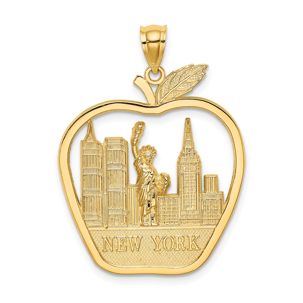 K6696.jpg 14K NEW YORK Apple with New York Skyline and Statue of Liberty Charm - Image 1