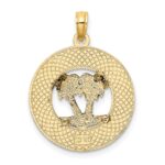 14K FLORIDA Enamel Palm Trees Circle Charm - Image 4