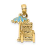 14K 3-D Beach Chair with Aqua Enameled Umbrella Charm