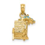 14K 3-D Beach Chair with Aqua Enameled Umbrella Charm - Image 3