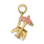 14K 3-D Beach Chair with Pink Enameled Umbrella Charm - Image 2