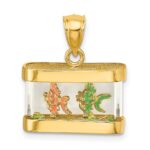 14K 3-D Moveable Enamel Fish in Aquarium Charm