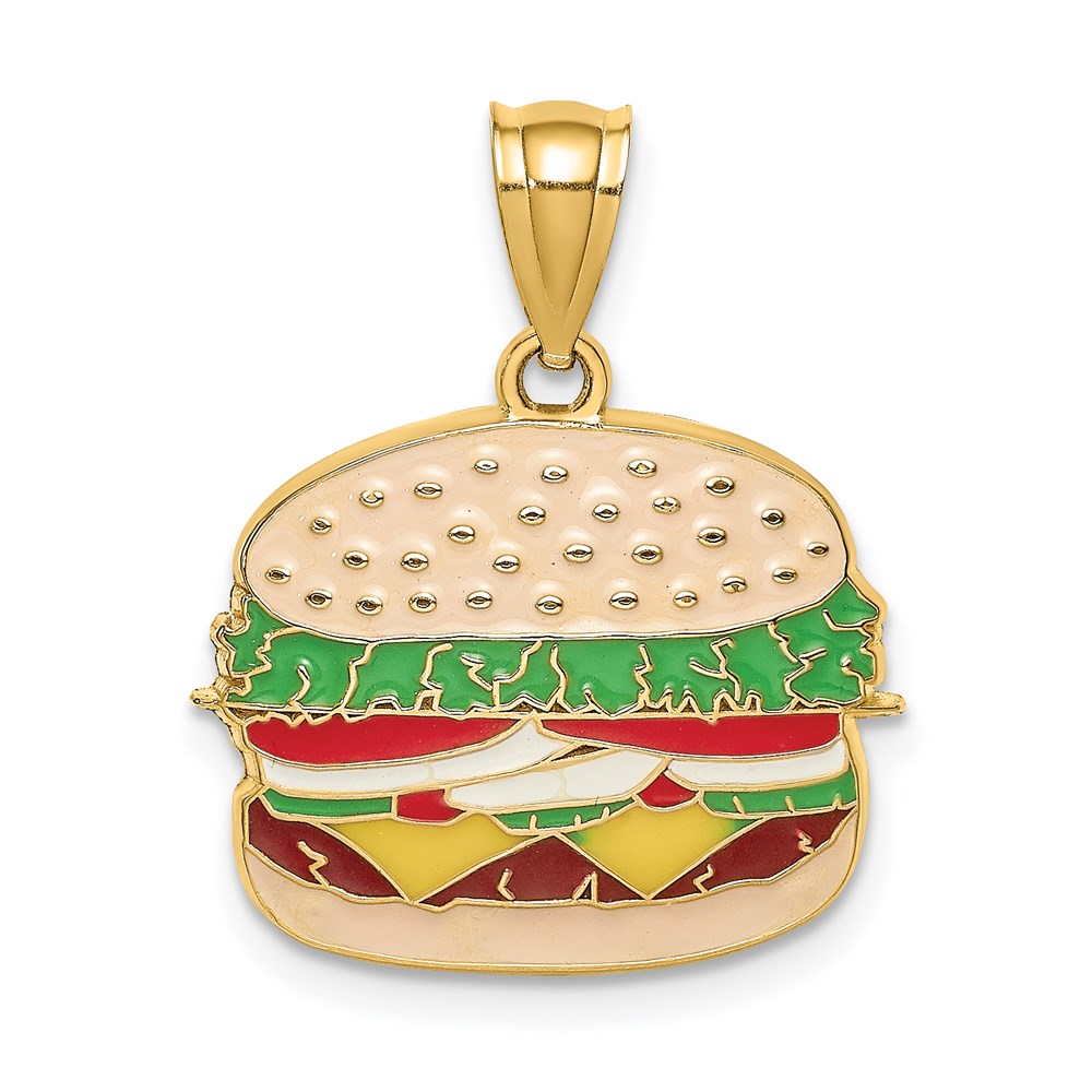 K6800.jpg 14K Multi-color Enameled Cheeseburger Charm - Image 1