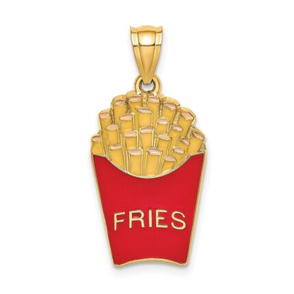 14K Red and Yellow Enameled French Fries Charm