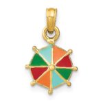 14K Multi-Color Enamel Umbrella Charm