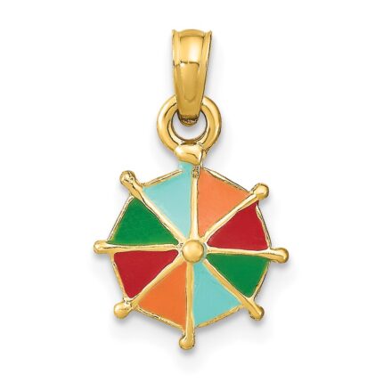 14K Multi-Color Enamel Umbrella Charm