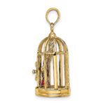 14K 3-D Bird Cage with 2 Enameled Birds and Opening Doors Charm - Image 2