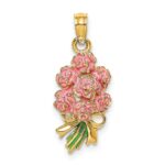 14K Enameled Bouquet of Pink Roses
