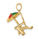 14K 3-D Rainbow Enameled Umbrella Beach Chair Charm - Image 2
