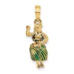 14K 3-D Hula Girl with Moveable Grass Skirt Charm