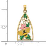 14K Enameled Bumblebee and Flowers Triangle Charm - Image 3