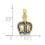 14K 3-D Blue Enamel Crown Charm - Image 3
