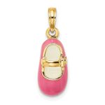 14K Pink Enameled 3-D Baby Shoe Charm