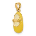 14K Yellow Enameled 3-D Baby Shoe Charm - Image 4