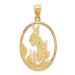 14K Multi-color Enamel Angelfish In Underwater Scene Oval Charm - Image 4