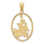 14K Enameled Yellow Butterfly in Oval Red Flowers Charm - Image 4