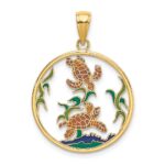 14K Enamel Sea Turtles In Circle Charm
