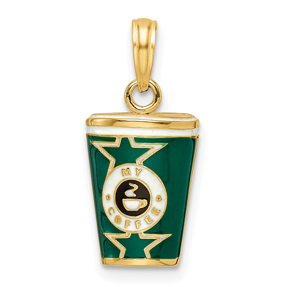 K6875.jpg 14k 3-D Multi-color Enameled Coffee Cup Charm - Image 1