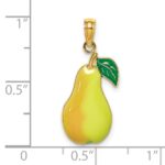 14K Yellow and Green Enameled Pear With Stem and Leaf Charm - Image 3