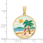 14K Enamel Beach Scene On Round Disc Charm - Image 3