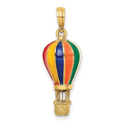 14K Enameled 3-D Hot Air Balloon Charm