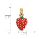 14K 3-D Red and Green Enameled Strawberry and Leaf Charm - Image 3