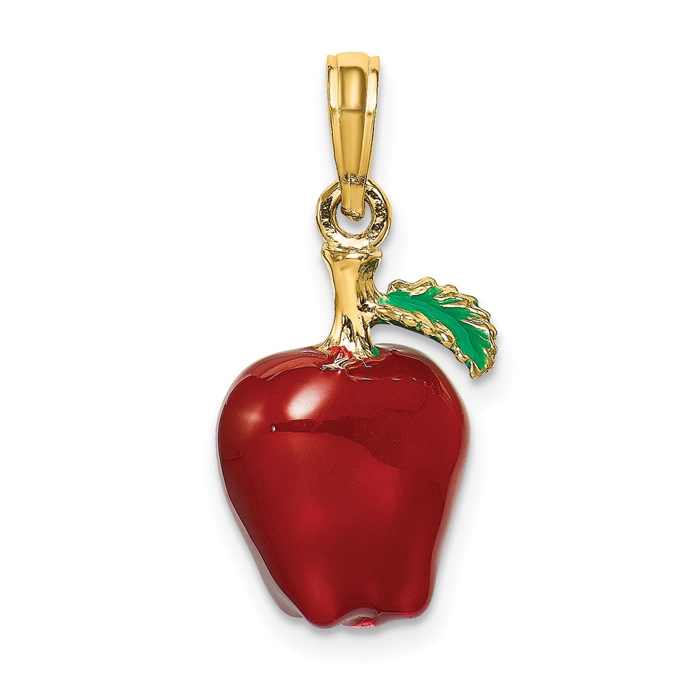 K6927.jpg 14K Enameled 3-D Red Delicious Apple Charm - Image 1