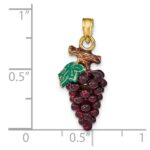 14K 3-D Purple and Green Enameled Grapes with Stem and Leaf Charm - Image 5