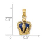 14K 3-D with Blue Enamel Inside Crown Charm - Image 3