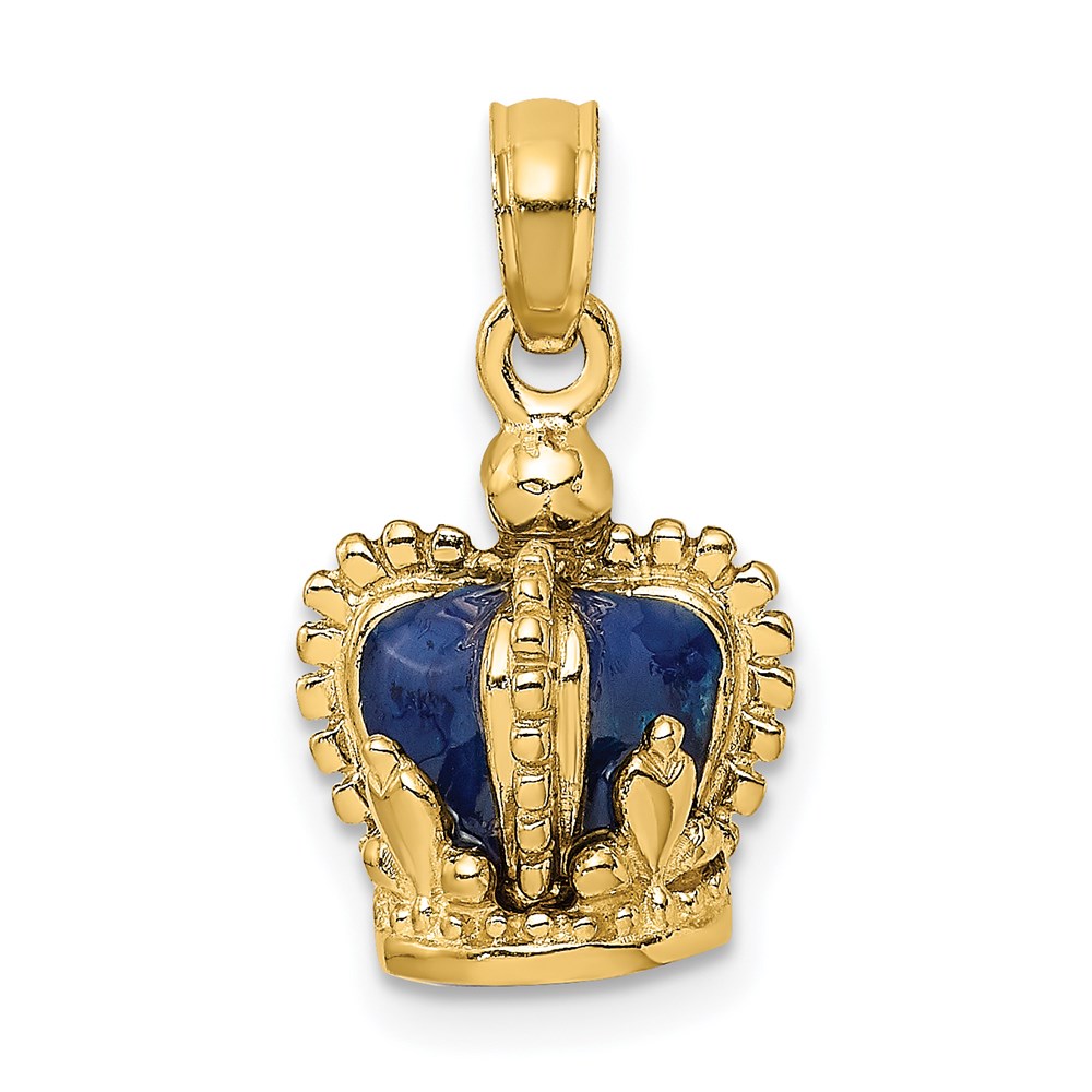 K6943.jpg 14K 3-D with Blue Enamel Inside Crown Charm - Image 1