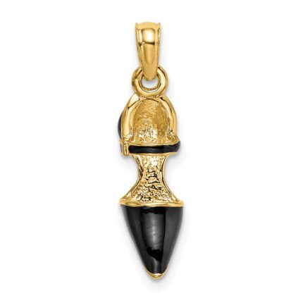 14K 3-D Black Enamel Closed Toe High Heel Charm
