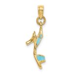 14K 3-D Aqua Enamel Open Toe High Heel Charm
