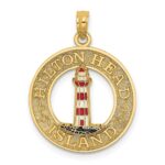 14K HILTON HEAD Enamel Lighthouse Circle Charm