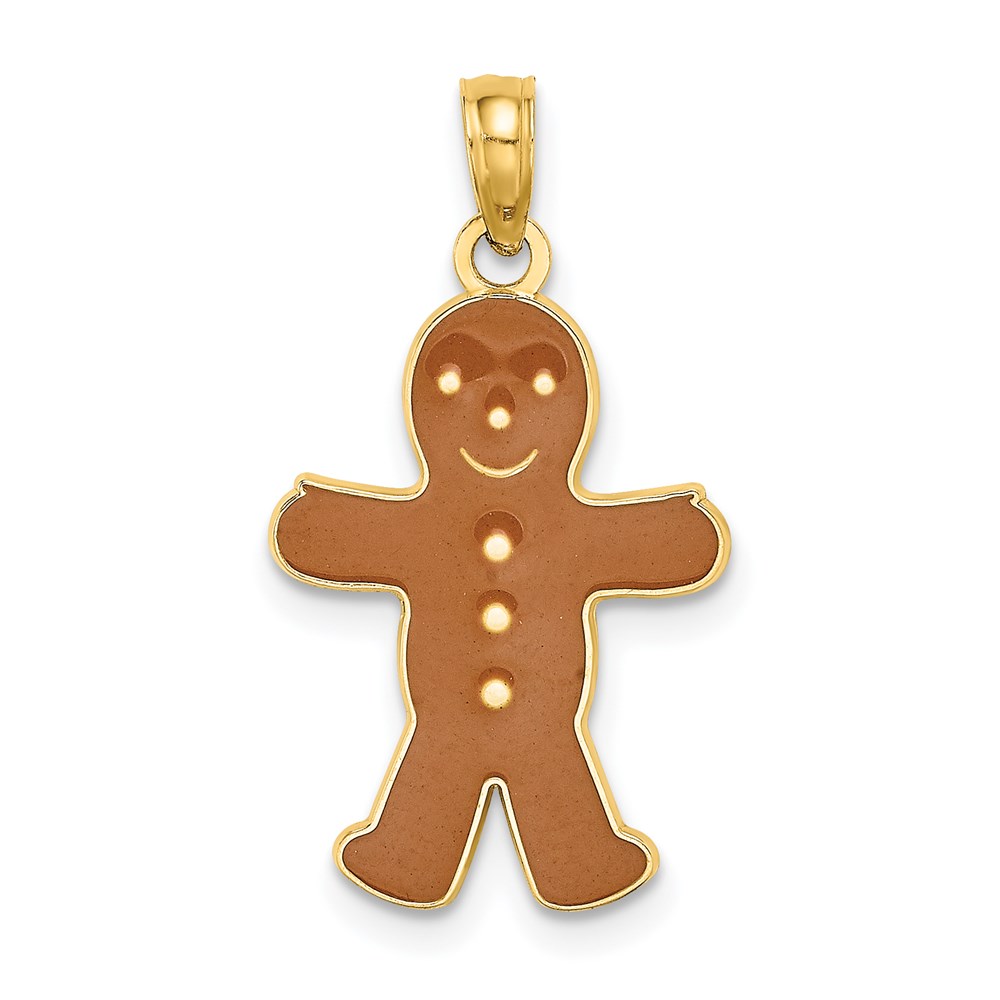 K6970.jpg 14K 3-D Enameled Gingerbread Man Charm - Image 1