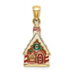 14K 3-D Enamel Gingerbread House Charm