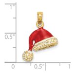 14K 3-D Red and White Enameled Santa Hat Charm - Image 3