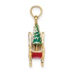 14K 3-D Enameled Sleigh with Christmas Tree Charm - Image 2