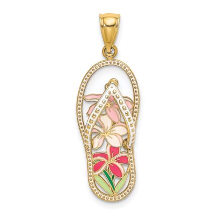 14K Multi Color Enamel Flower Flip-Flop Charm