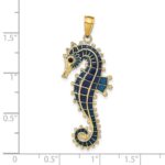 14K 3-D Blue Enameled Seahorse Pendant - Image 4