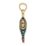 14K Blue and Red Enamel 3-D Textured Genie Lamp Charm - Image 2