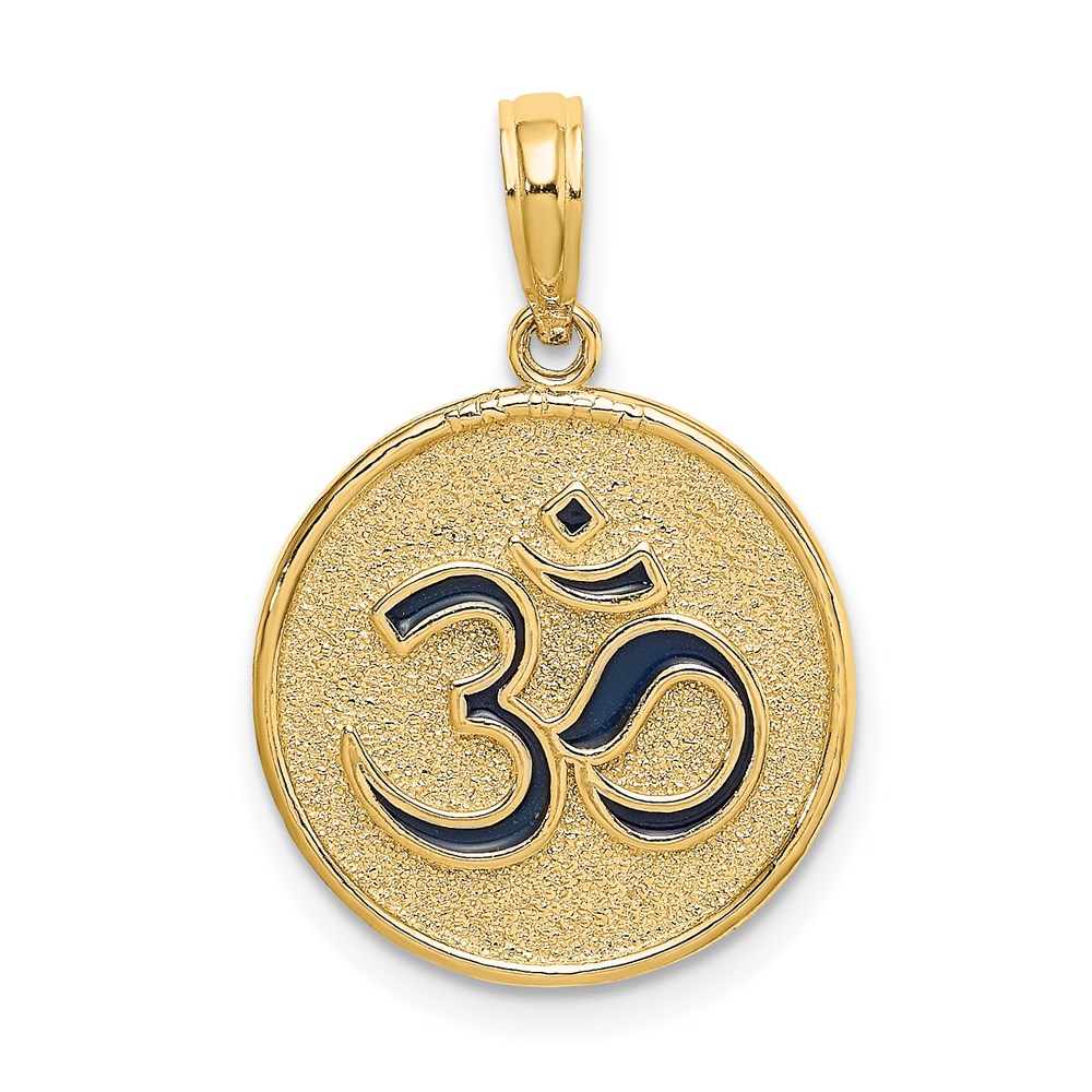 K7051.jpg 14K Enameled Om Symbol with Lotus Flower on Reverse Charm - Image 1