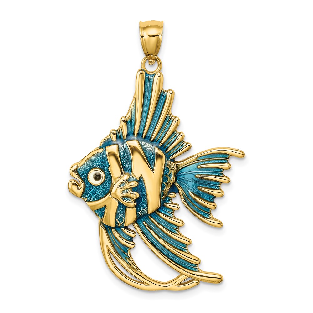 K7053.jpg 14K Blue Enameled Large Angelfish Charm - Image 1