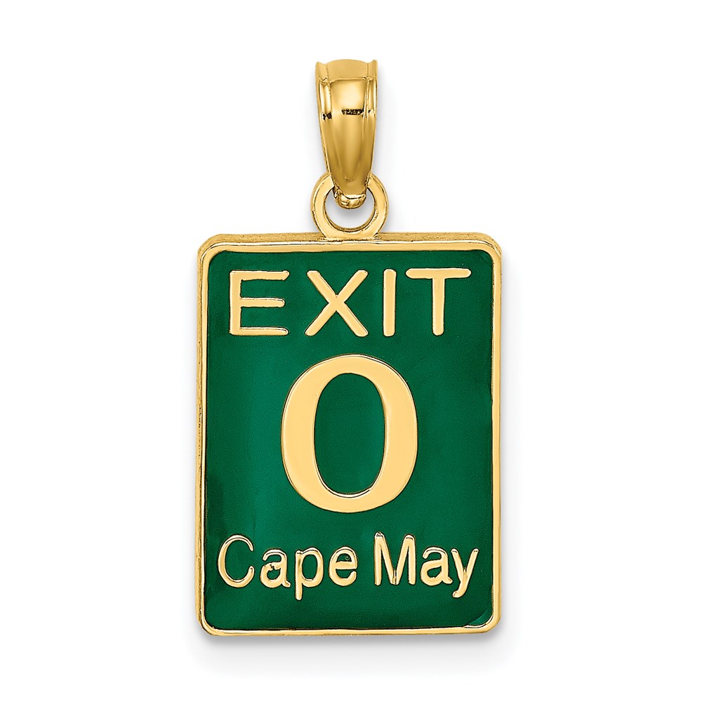 K7059.jpg 14K EXIT 0 / CAPE MAY with Green Enamel Charm - Image 1