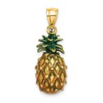 14K Green Enameled Polished 3-D Pineapple Charm - Image 4